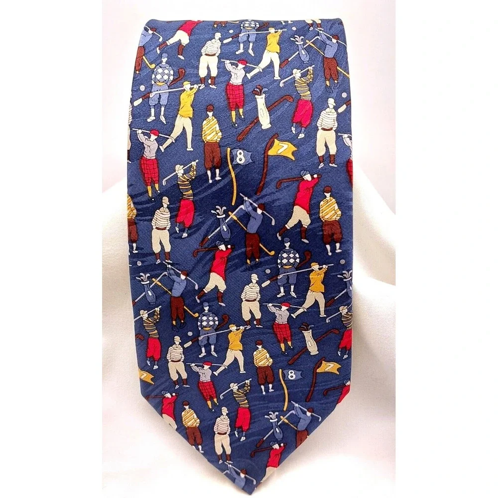 MUSEUM ARTIFACTS Silk Handmade Necktie Blue‎ Golf Sport Mens Tie 55
